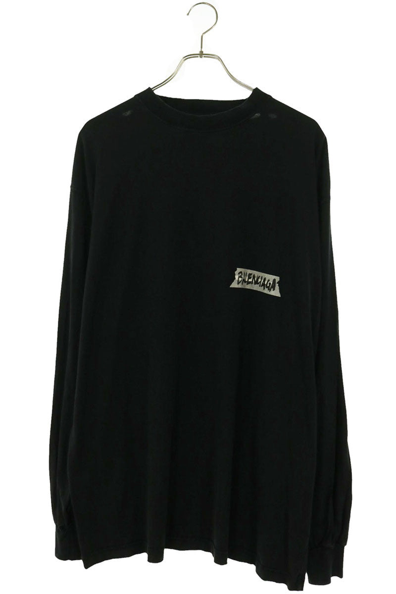 BALENCIAGA Mask Tape Oversized Long Sleeve Shirt Size S
