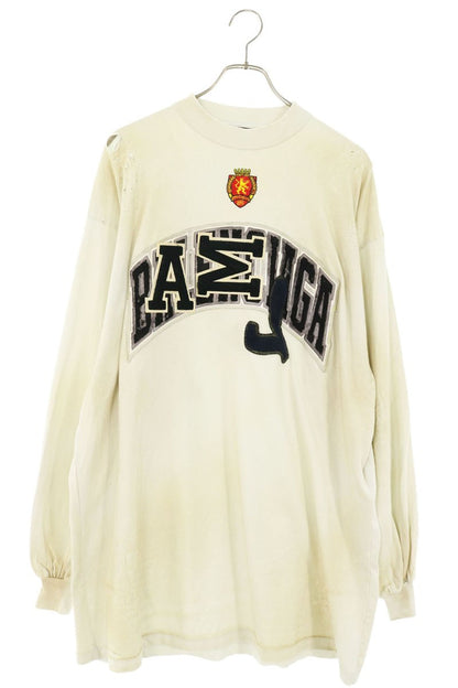 BALENCIAGA Distressed Patch Skater Long T-Shirt White Size 1
