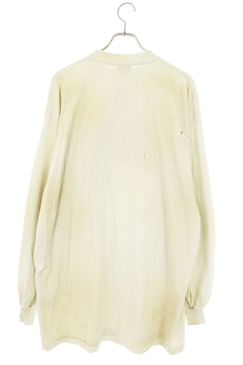 BALENCIAGA Distressed Patch Skater Long T-Shirt White Size 1