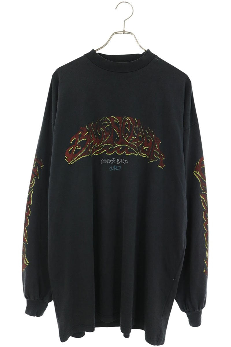 BALENCIAGA Black Print Long Sleeve T-Shirt Size 2