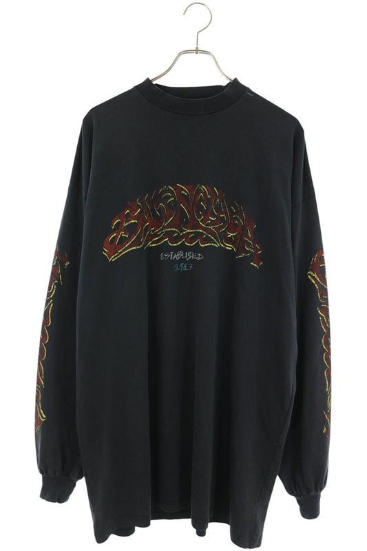 BALENCIAGA Black Print Long Sleeve T-Shirt Size 2