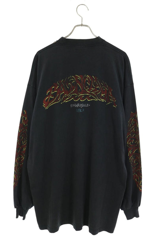 BALENCIAGA Black Print Long Sleeve T-Shirt Size 2