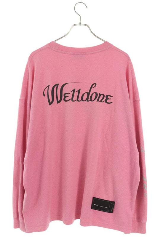 We11Done Logo Print Long Sleeve T-Shirt Pink Size M