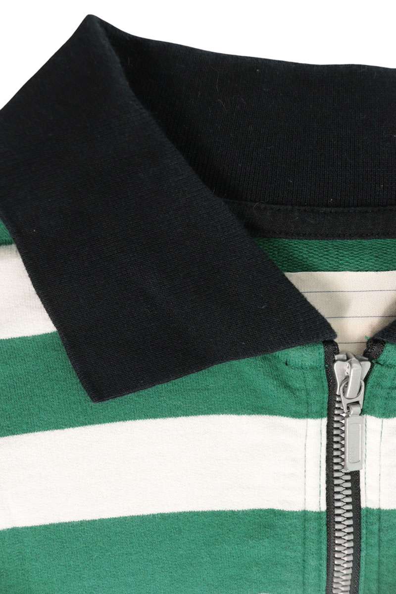 SAINT MICHAEL Striped Zip Long Sleeve Polo Size S