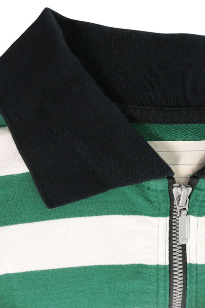 SAINT MICHAEL Striped Zip Long Sleeve Polo Size S