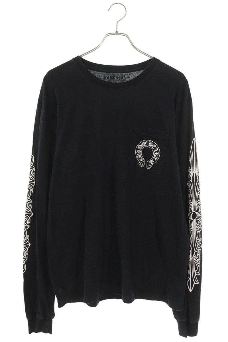 Chrome Hearts Back Horseshoe Floral Long Sleeve T-Shirt Black Size L
