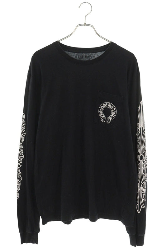Chrome Hearts Back Horseshoe Floral Long Sleeve T-Shirt Black Size L