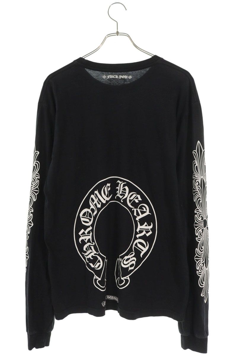 Chrome Hearts Back Horseshoe Floral Long Sleeve T-Shirt Black Size L