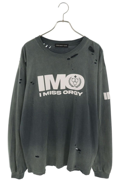 PROJECT GR IMO Washed Distressed Long Sleeve T-Shirt Gray Size 1