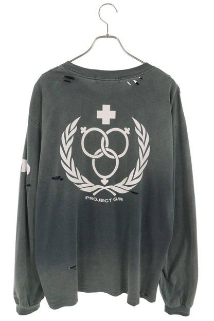 PROJECT GR IMO Washed Distressed Long Sleeve T-Shirt Gray Size 1