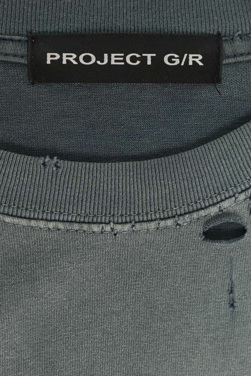 PROJECT GR IMO Washed Distressed Long Sleeve T-Shirt Gray Size 1