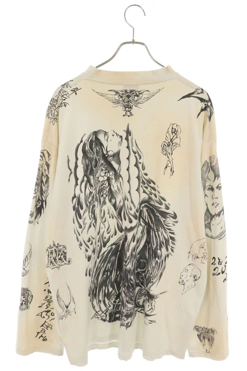 BALENCIAGA Distressed Graphic Long Sleeve T-Shirt White Size 4