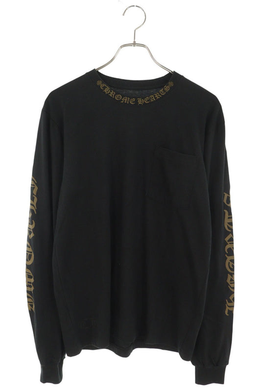 Chrome Hearts Neck Logo Print Long Sleeve T-Shirt Black/Gold Size M