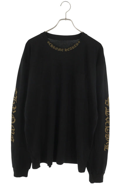 Chrome Hearts Neck Logo Print Long Sleeve Tee Black/Gold Size XL