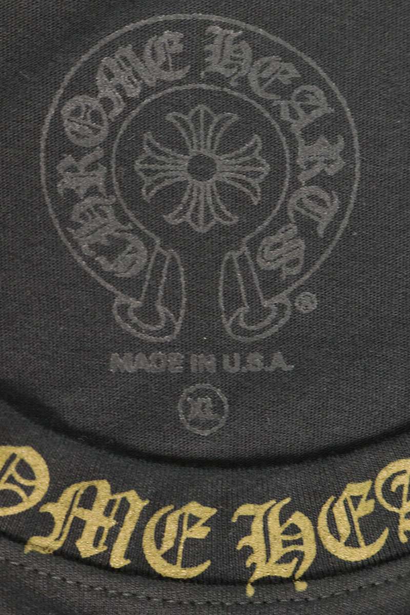 Chrome Hearts Neck Logo Print Long Sleeve Tee Black/Gold Size XL