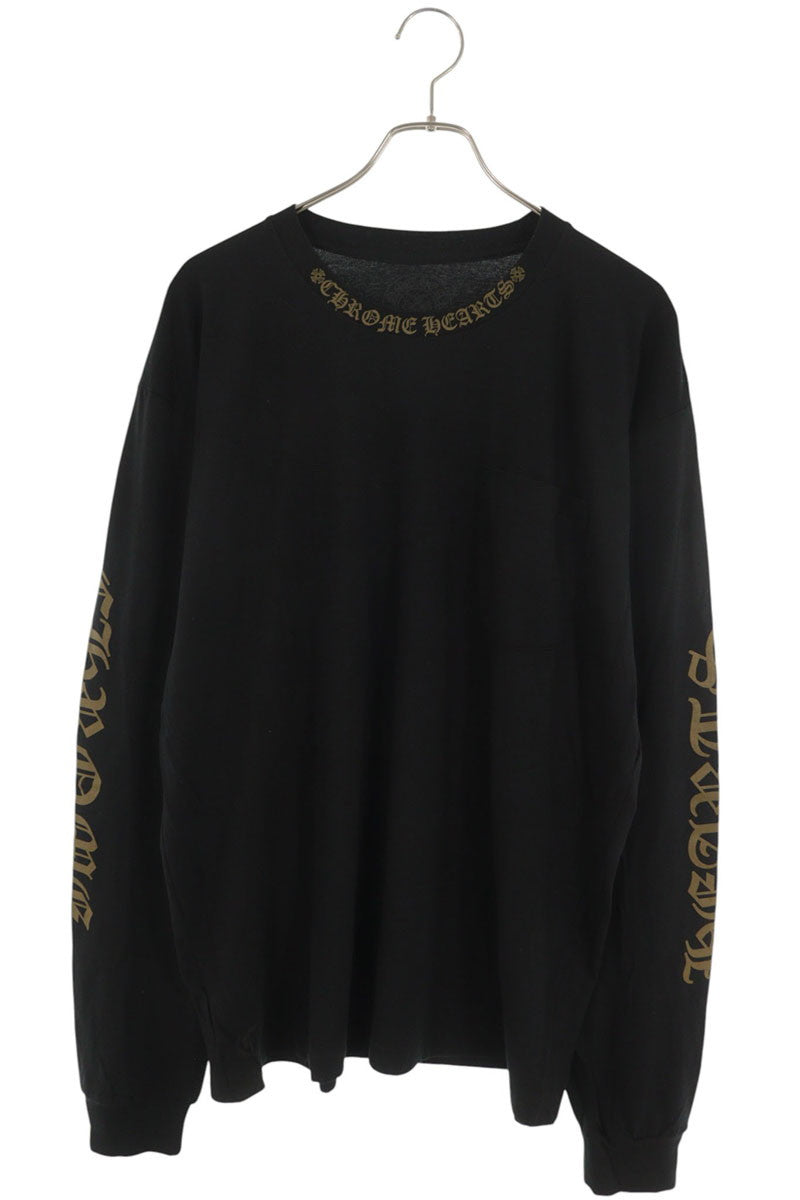 Chrome Hearts Neck Logo Print Long Sleeve Tee Black/Gold Size XL