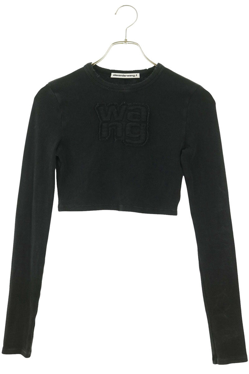 ALEXANDER WANG Distressed Logo Patch T-Shirt Black Size S