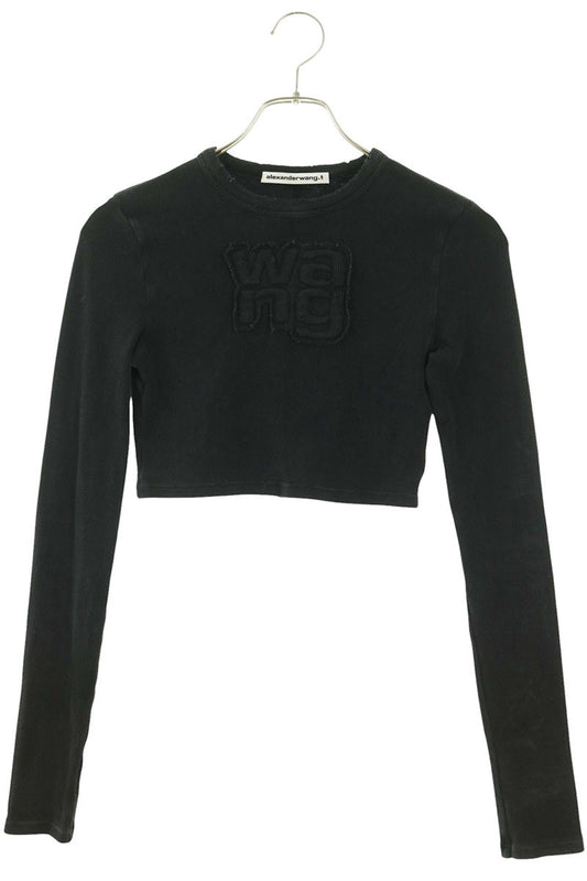 ALEXANDER WANG Distressed Logo Patch T-Shirt Black Size S