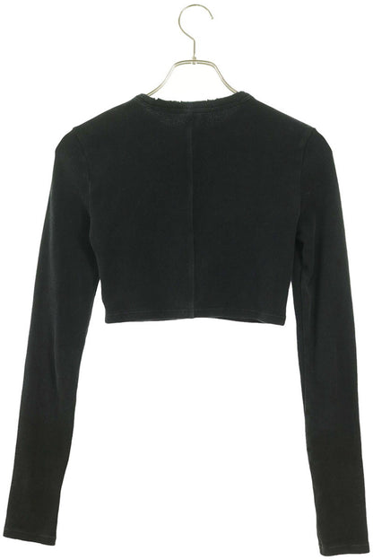 ALEXANDER WANG Distressed Logo Patch T-Shirt Black Size S