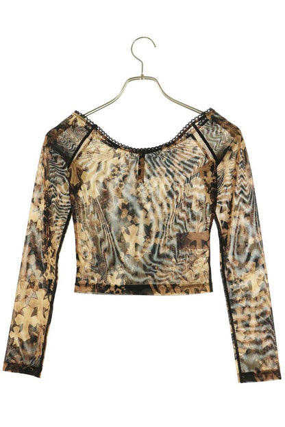 Chrome Hearts All-Over Cross Print Long Sleeve T-Shirt Brown Size XS