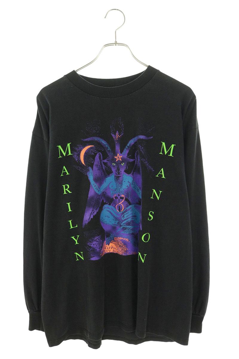 VINTAGE Marilyn Manson Graphic Long T-Shirt Black Size XL