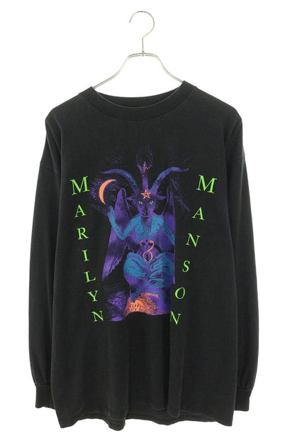 VINTAGE Marilyn Manson Graphic Long T-Shirt Black Size XL