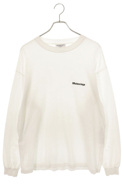 BALENCIAGA Logo Embroidered Long Sleeve T-Shirt White Size XS