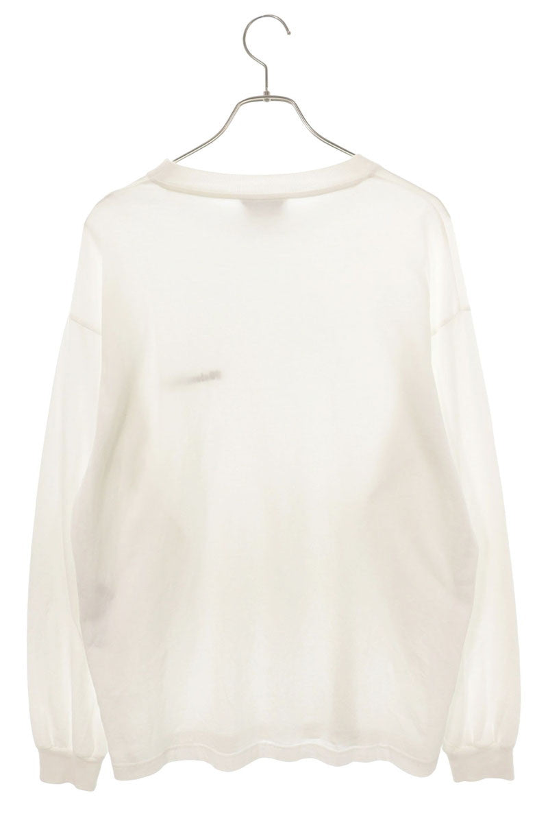 BALENCIAGA Logo Embroidered Long Sleeve T-Shirt White Size XS