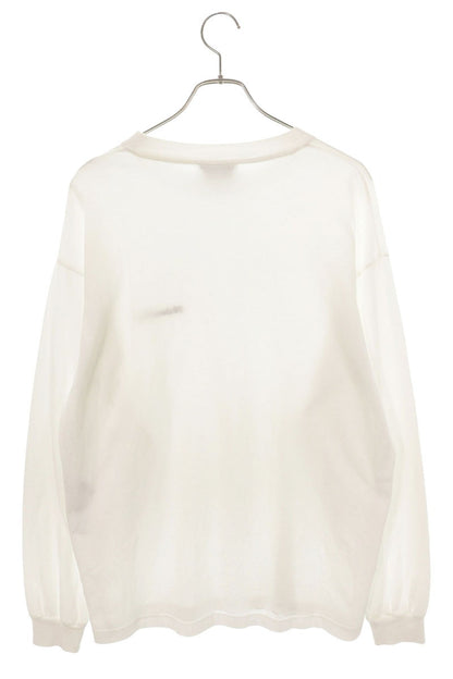 BALENCIAGA Logo Embroidered Long Sleeve T-Shirt White Size XS