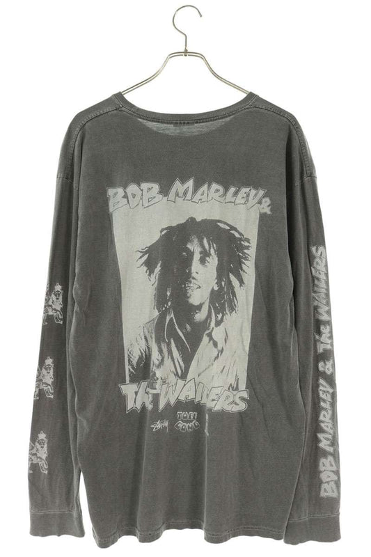 STUSSY Bob Marley Back Print Long Sleeve Top Black Size L