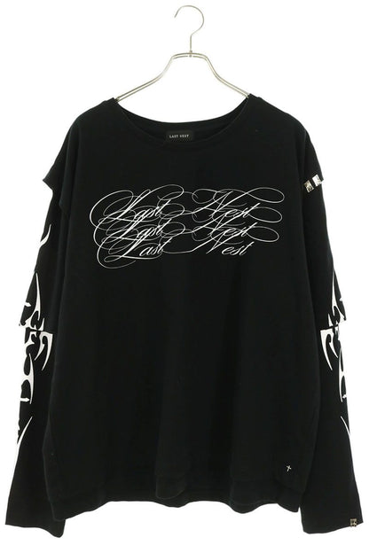 LAST NEST Layered Long Sleeve T-Shirt Black Size XL