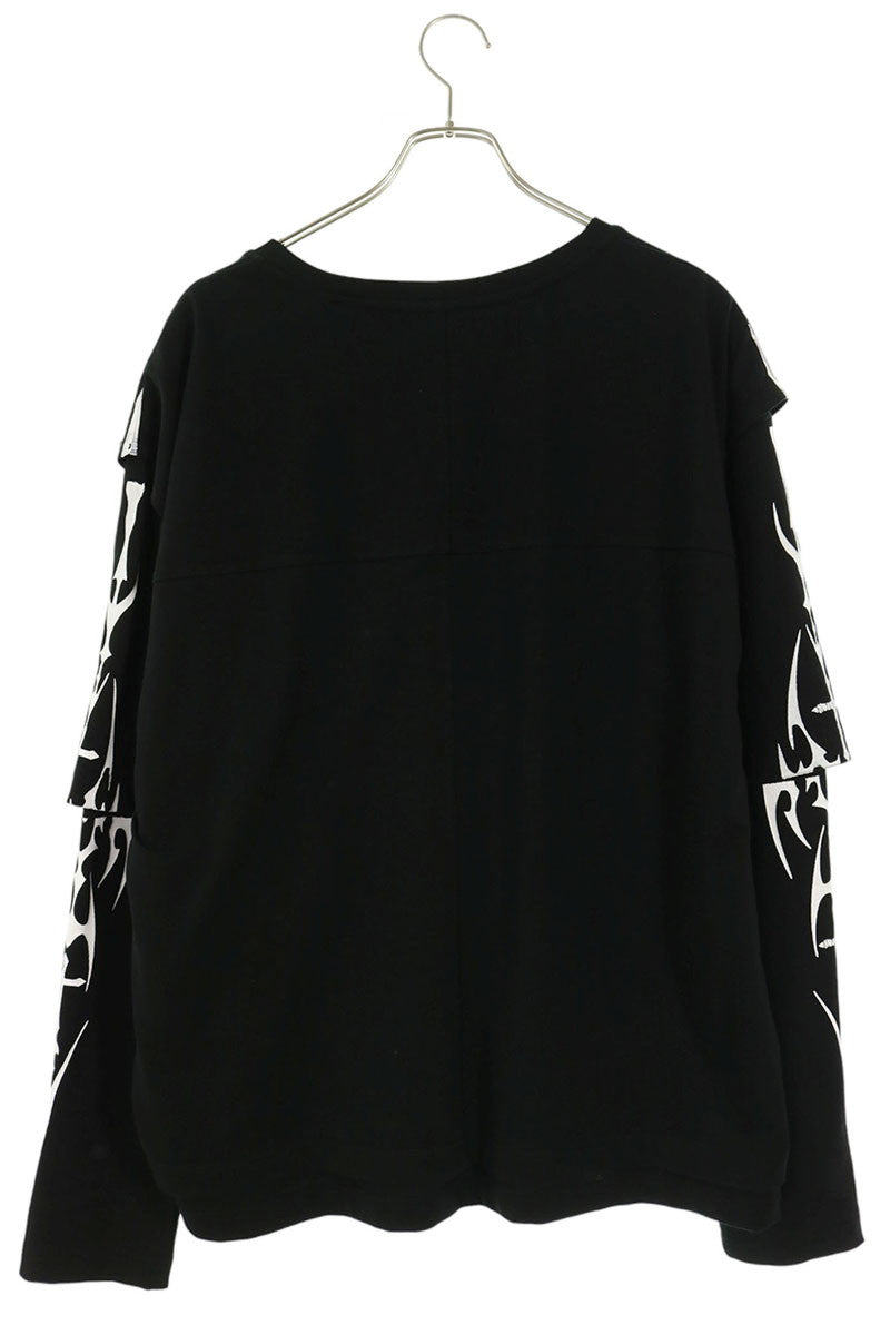 LAST NEST Layered Long Sleeve T-Shirt Black Size XL