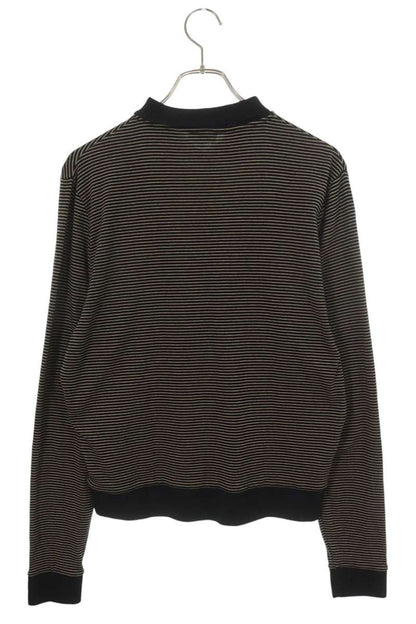 CELINE Triomphe Logo Stripe Cotton Long Sleeve Shirt Multi Polo Size S