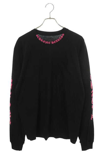 Chrome Hearts Neck Logo Print Long Sleeve Tee Black/Pink Size L