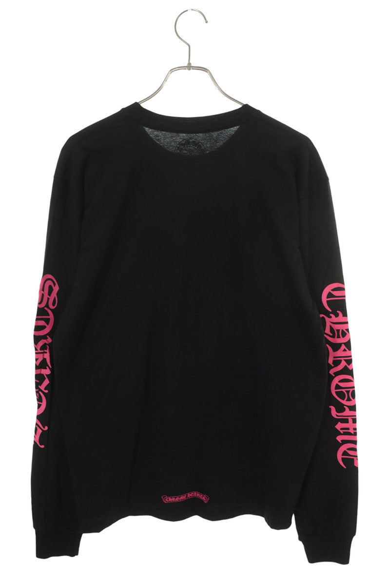 Chrome Hearts Neck Logo Print Long Sleeve Tee Black/Pink Size L
