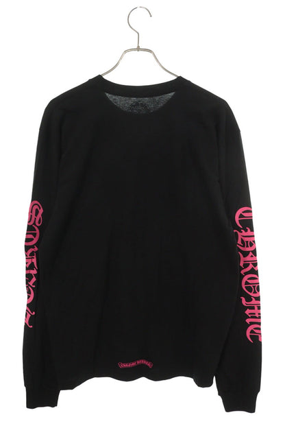 Chrome Hearts Neck Logo Print Long Sleeve Tee Black/Pink Size L