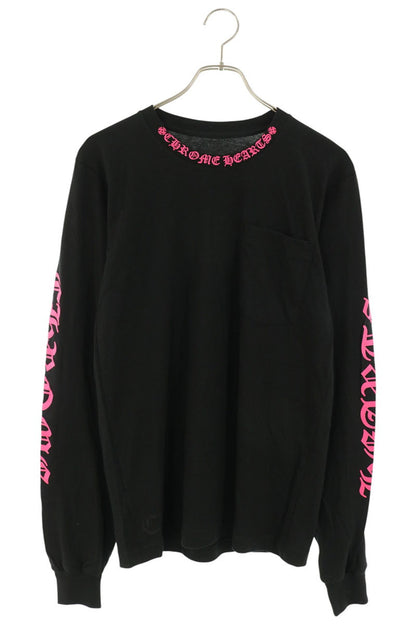 Chrome Hearts Neck Logo Print Long Sleeve Tee Black/Pink Size S