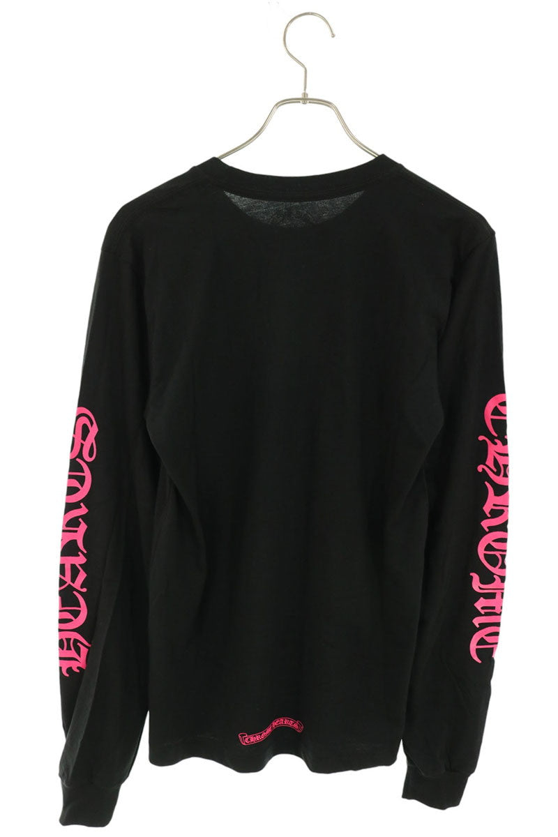 Chrome Hearts Neck Logo Print Long Sleeve Tee Black/Pink Size S