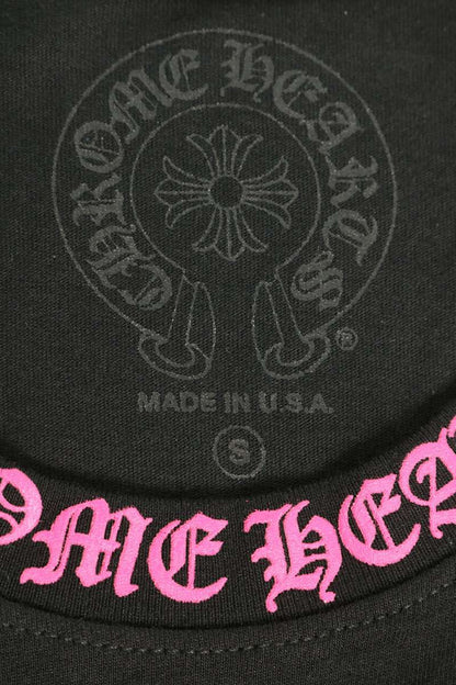 Chrome Hearts Neck Logo Print Long Sleeve Tee Black/Pink Size S