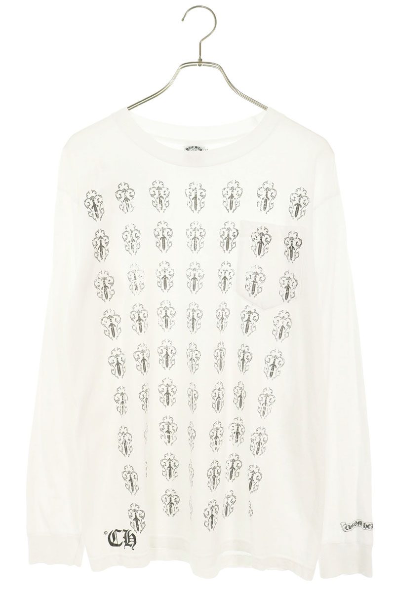 Chrome Hearts Old Vine Dagger Print Long Sleeve Tee White Size M
