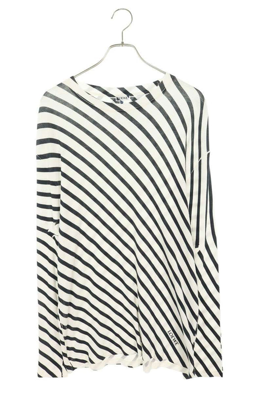 LOEWE Cotton Front Logo Striped Long Sleeve Shirt Size L