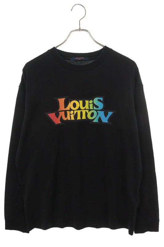 LOUISVUITTON Fade Printed Logo Long T-Shirt Black Size M