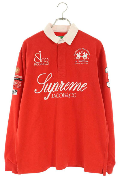 SUPREME La Martina Rugby Logo Embroidered Long Sleeve Shirt Size S