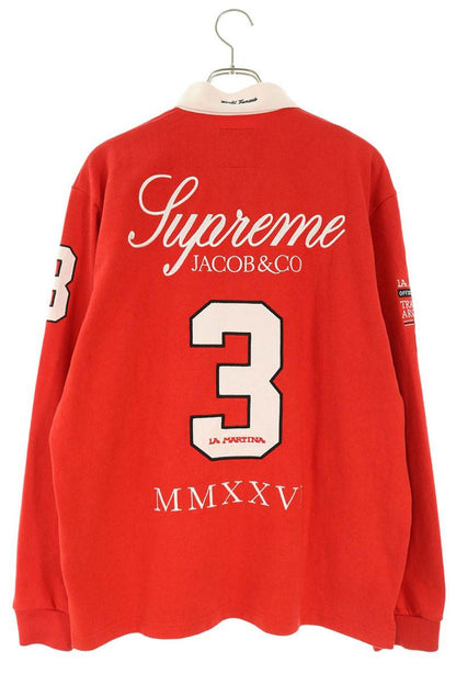 SUPREME La Martina Rugby Logo Embroidered Long Sleeve Shirt Size S