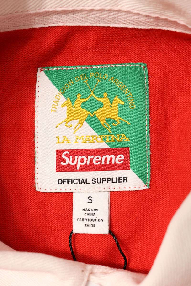 SUPREME La Martina Rugby Logo Embroidered Long Sleeve Shirt Size S