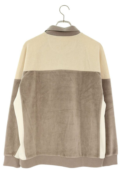 SUPREME Paneled Velour Long Sleeve Polo Beige Size S
