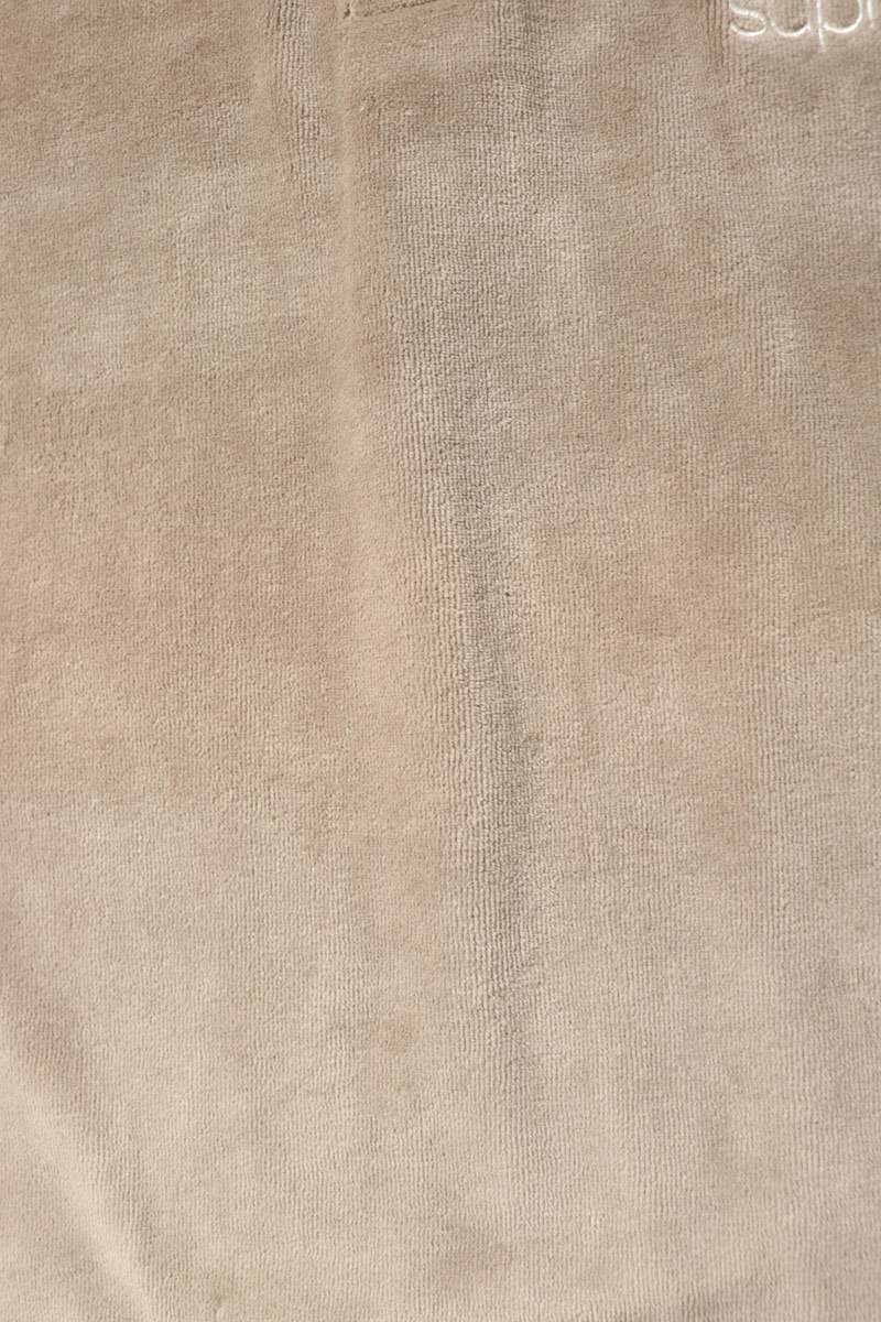 SUPREME Paneled Velour Long Sleeve Polo Beige Size S