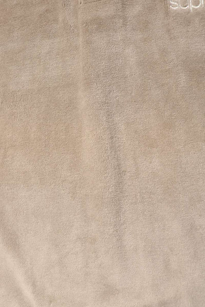 SUPREME Paneled Velour Long Sleeve Polo Beige Size S