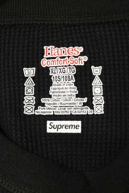 SUPREME Hanes Bones Thermal Crew T-Shirt Black Size XL
