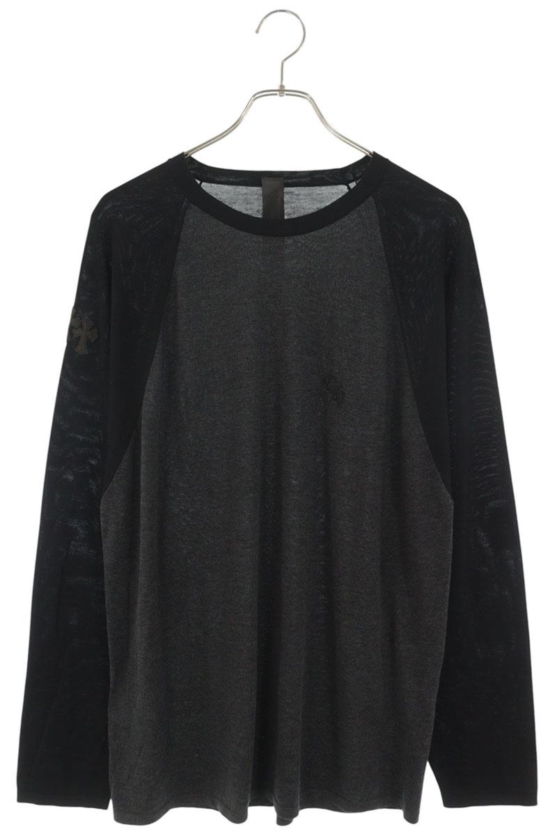 Chrome Hearts Triple Cross Raglan Grey Black Size L